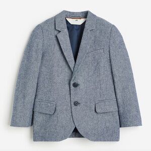 NWT H&M SET Boys Light Blue Textured Blazer with Matching Pants Size 5-6